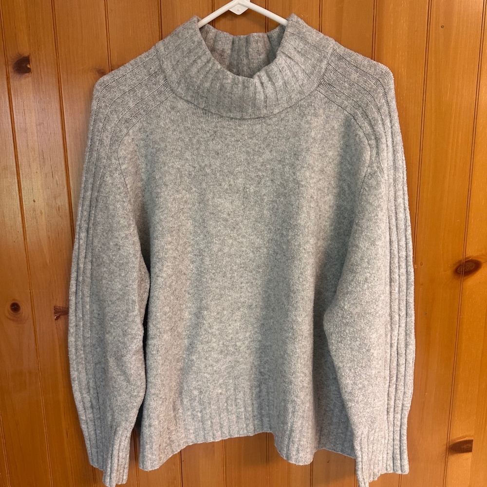 Ava & Viv Womens 2X Gray Mock Neck Cozy Ribbed Sleeve Sweater Heathered Knit Top
